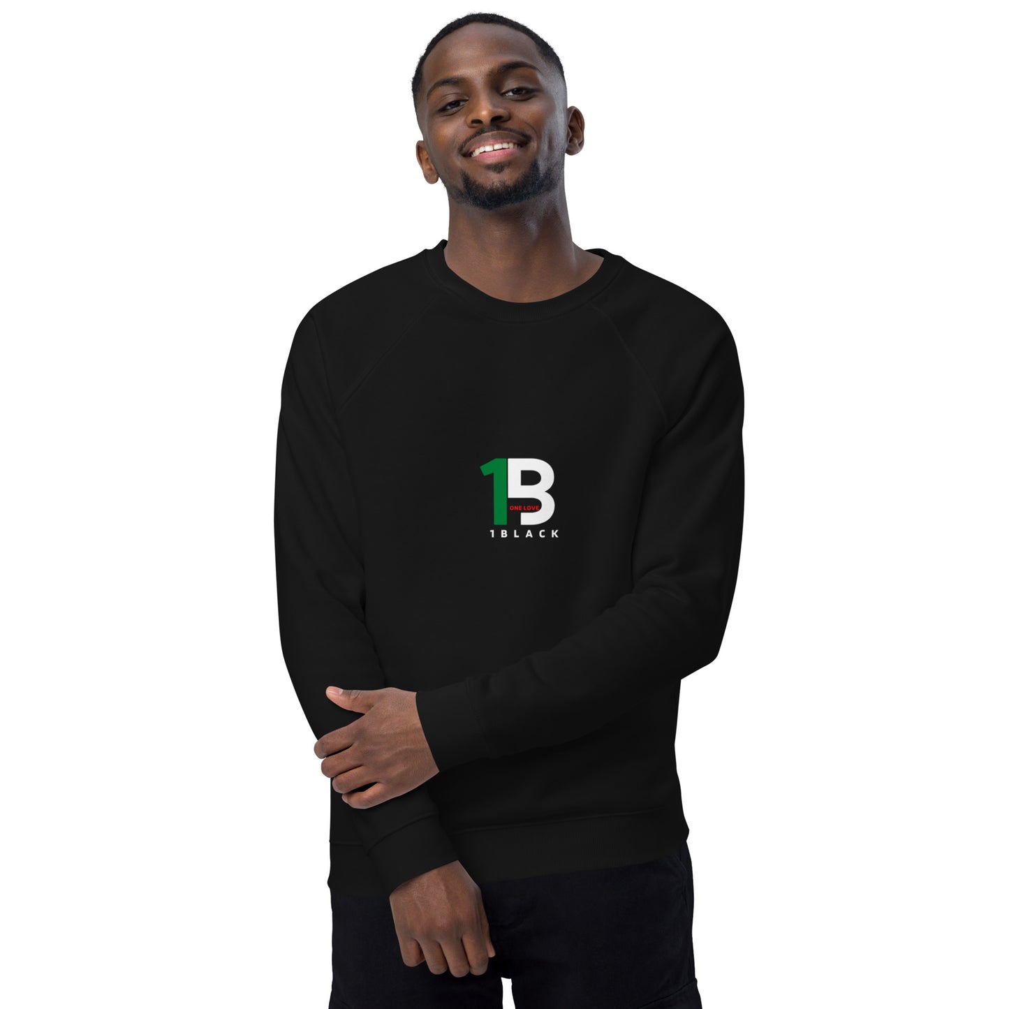 1Black organic raglan sweatshirt