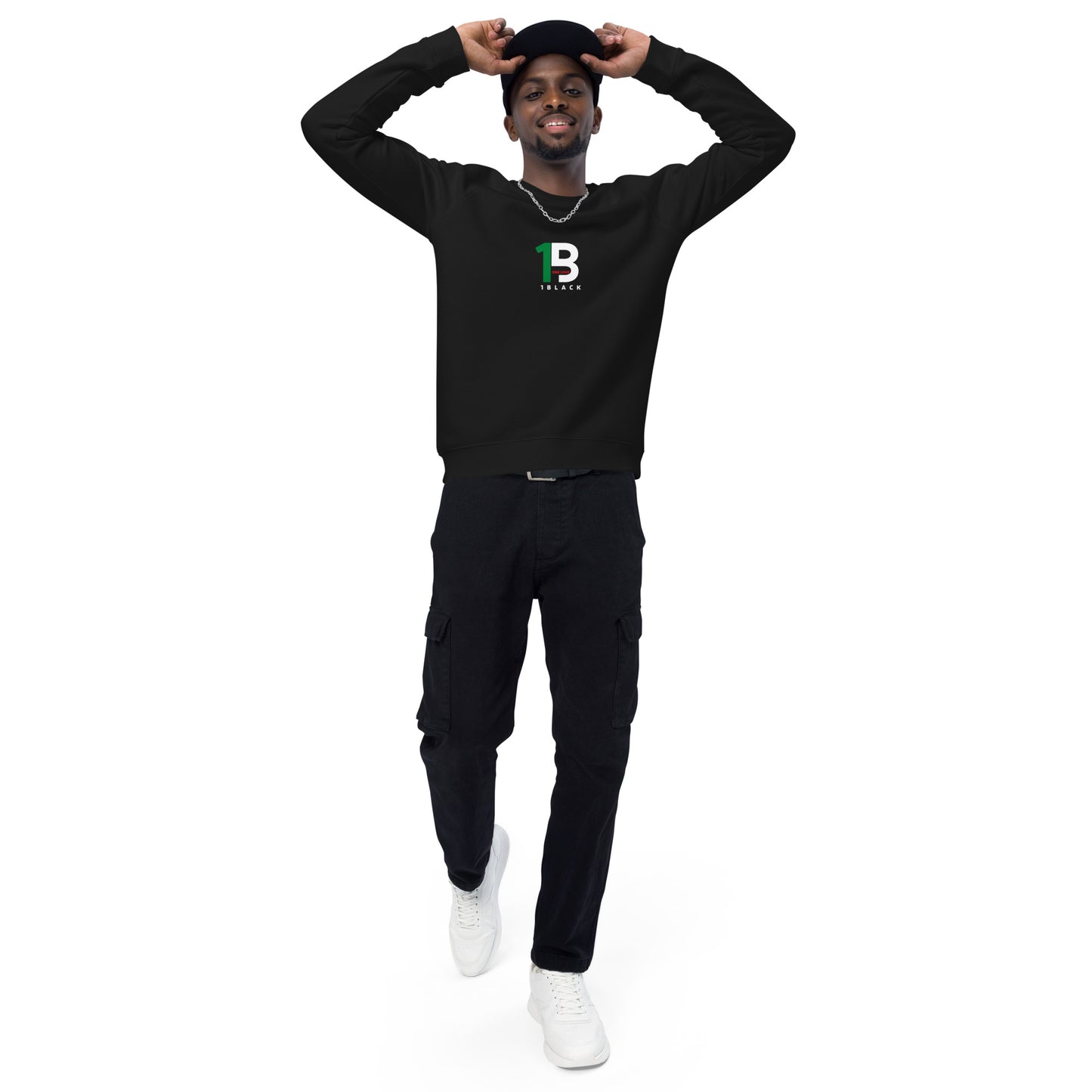 1Black organic raglan sweatshirt