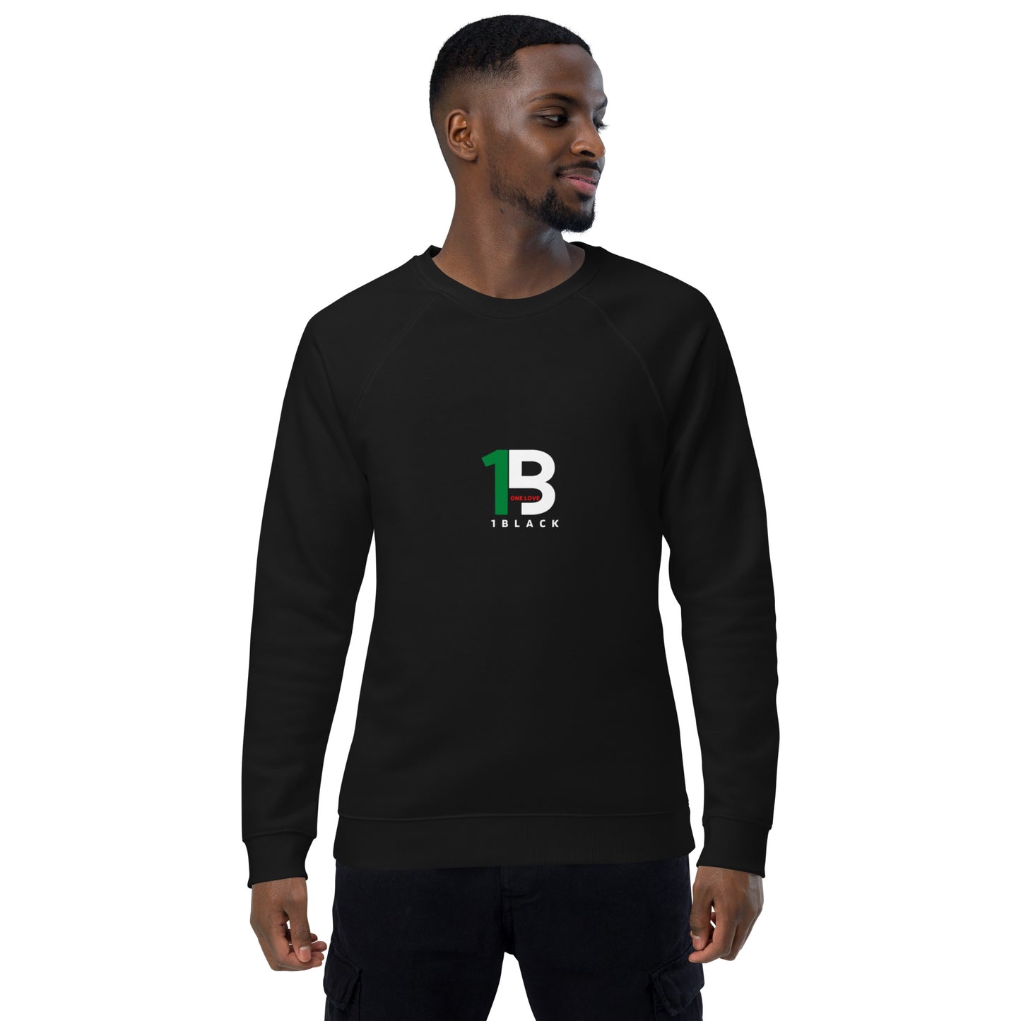 1Black organic raglan sweatshirt