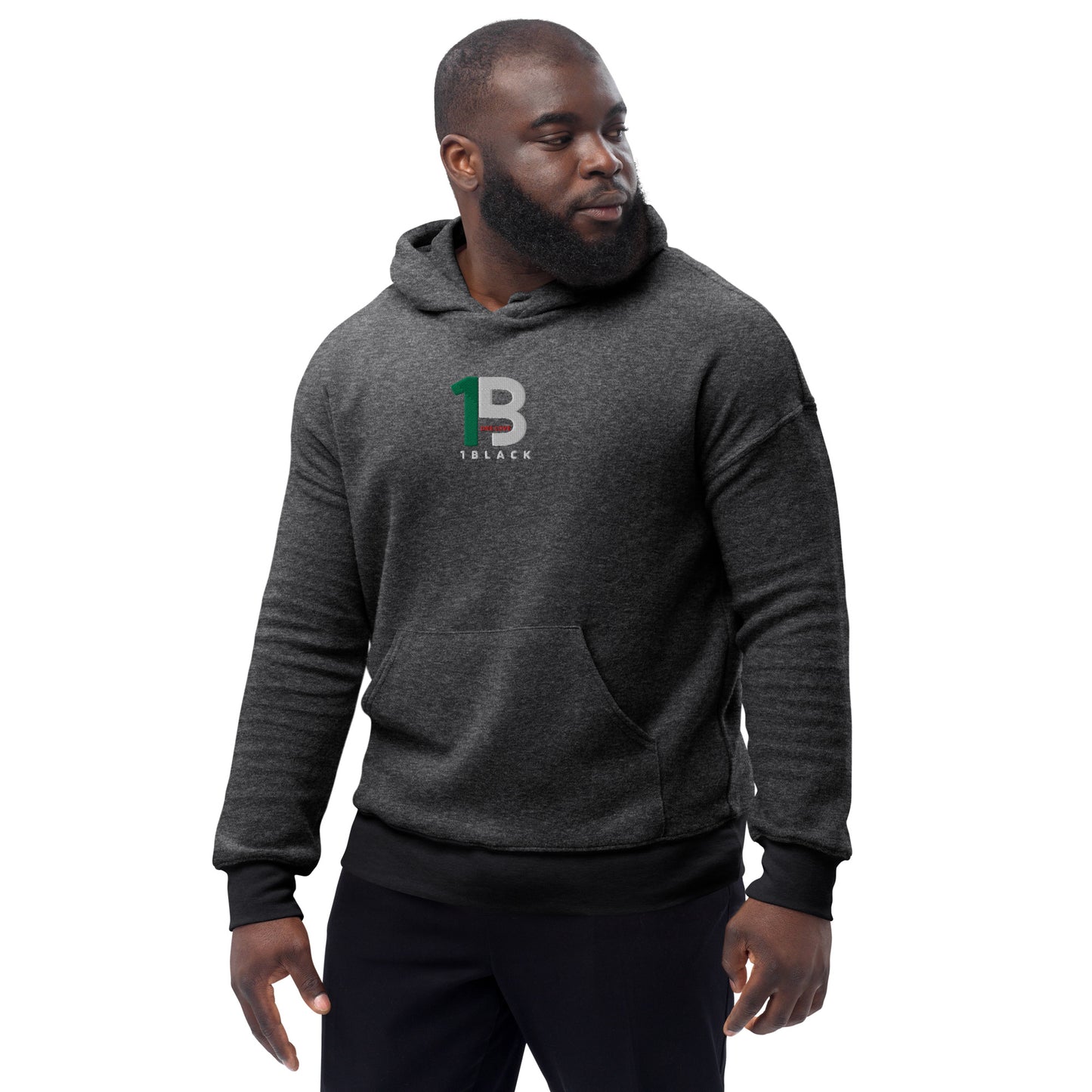 1black Unisex sueded fleece hoodie