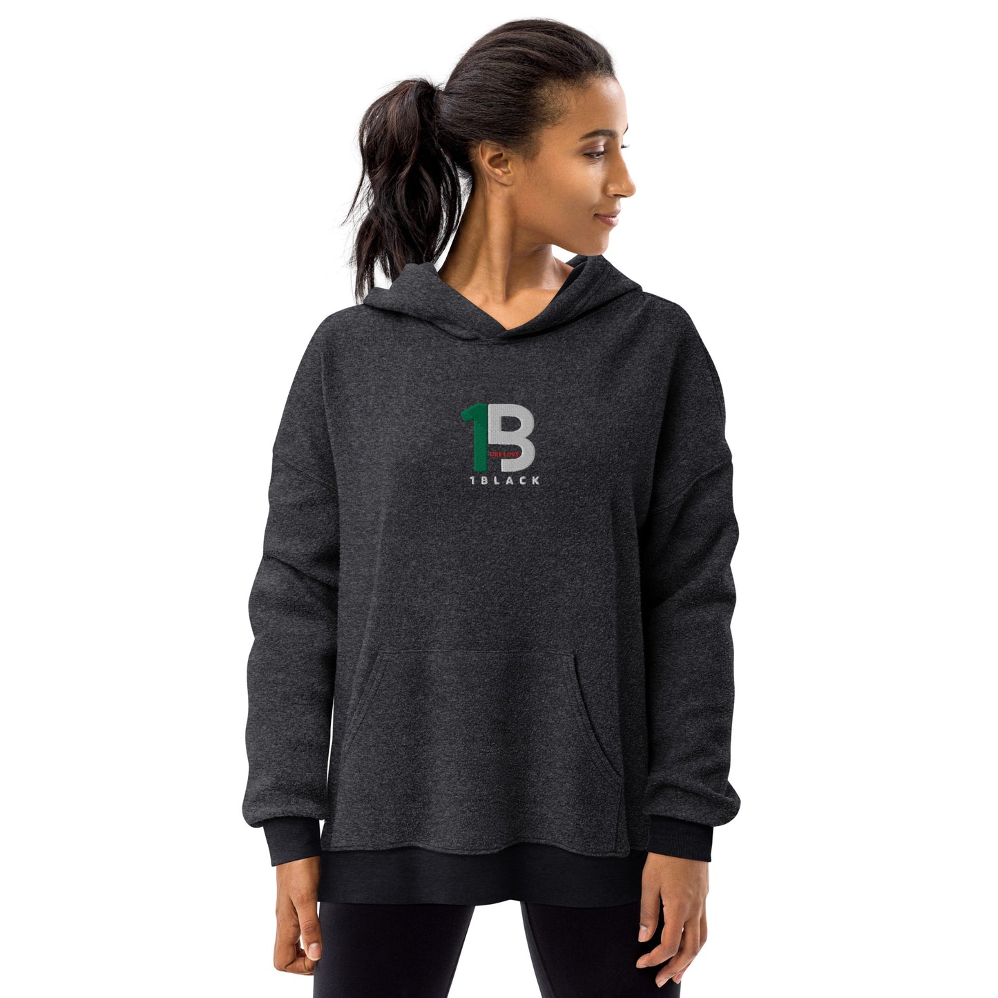 1black Unisex sueded fleece hoodie